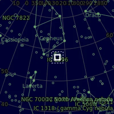 Sky map for IC 1396 & Elephant's Trunk nebula