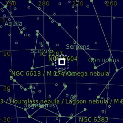 Sky map for M16 Eagle Nebula