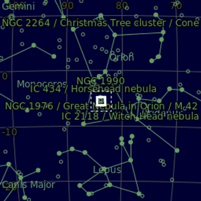Sky map for M42 The Orion Nebula