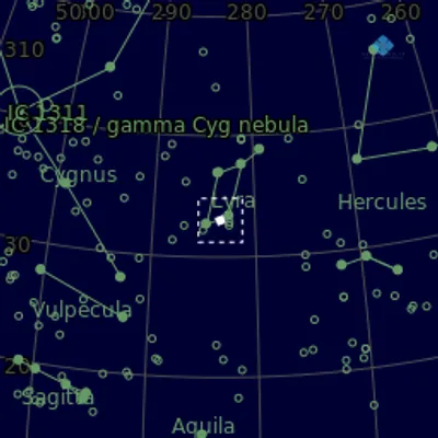 Sky map for M57 - The Ring Nebula