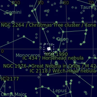 Sky map for M78 reflection nebula in Orion