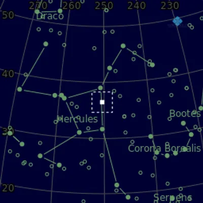 Sky map for Messier 13 - Globular Cluster