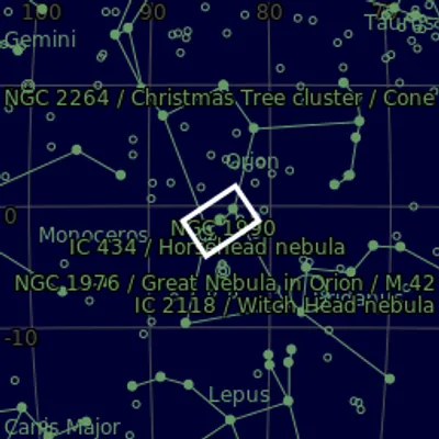 Sky map for The Orion Belt - HaLRGB (fits by M.Cabibbo)